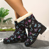 Stylish and Cozy: Women's Fashion Butterfly Pattern Snow Boots with Plush Lining and Warm Platform