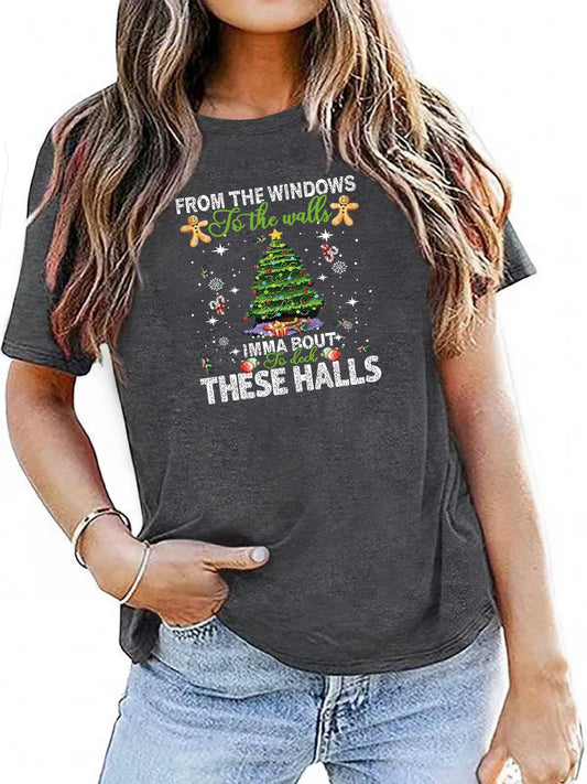 "Get into the holiday spirit with our Festive and Chic Christmas Tree Print Crew Neck T-Shirt! Made with a comfortable and lightweight material, this shirt is perfect for all your spring and summer festivities. Add some holiday cheer to your wardrobe with this must-have piece."