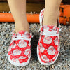 Lightweight Women's Canvas Shoes with Santa Claus - Casual Christmas Pattern Lace Up Outdoor Shoes