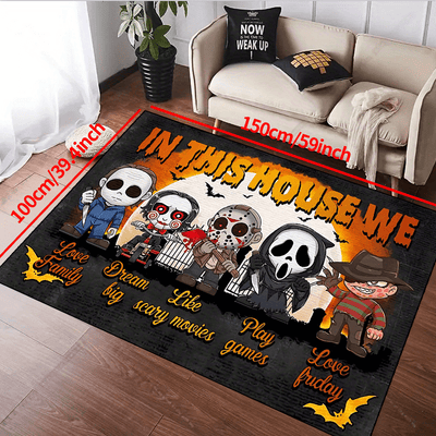 Horror Anime Carpet: Spooky Characters for Halloween Home Decor