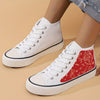 Festive Fashion: Women's Christmas Pattern Canvas Shoes – Casual High Top Outdoor Shoes for Comfortable Holiday Style