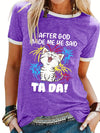 Cute and Casual: CAT LETTER PRINT Crew Neck T-Shirt - Must-Have Women's Top for Spring & Summer