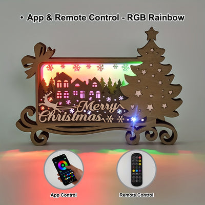 3D Wooden Carving LED Night Light: Merry Christmas Music Box - Perfect Gift for Christmas and New Year