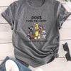 Casual and Trendy: Cartoon Dog Print Crew Neck T-Shirt for Fashionable Summer Looks