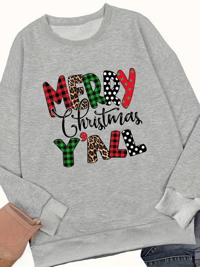 Cozy Christmas Letter Print Pullover Sweatshirt: Stylish and Warm Women's Fall/Winter Apparel