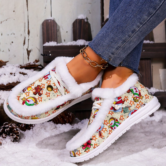 Snowman Christmas Bliss: Fashionable Ladies Winter Snow Shoer with Festive Embellishments and Cozy Plush Lining
