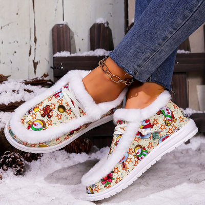 Winter Wonderland Style Snow Boots: Festive Snowman Patterns with Christmas Ball Bell Embellishments for Ladies