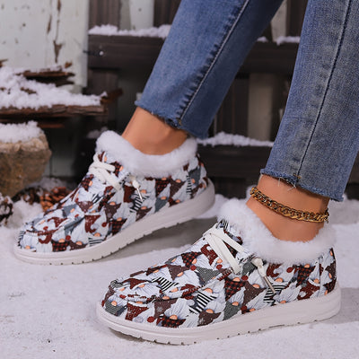 Winter Wonderland: Women's Christmas Dwarfs Print Snow Boots - Festive Style with Plush Comfort for Winter Adventures