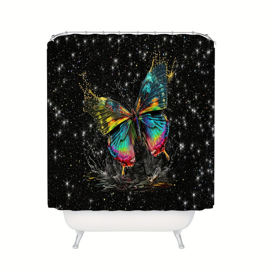 This beautiful shiny butterfly shower curtain will add sophisticated style to your bathroom. The budget-friendly option is water-resistant, making it the perfect way to partition your space without sacrificing elegance.