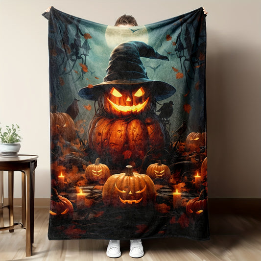 This Halloween Night Horror Print flannel blanket is perfect for keeping warm during the chilly fall season. Its cozy fabric and vibrant design make it the perfect addition to any home's Halloween décor. The soft flannel material will also keep you cozy during the colder months, making this blanket the ideal all-season comfort companion.