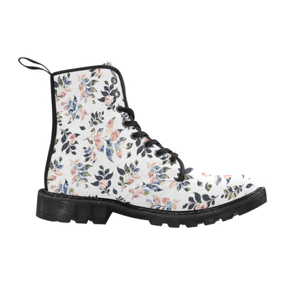 Floral Leave Boots, Watercolor Leaf Martin Boots for Women (Black) (Model 1203H)