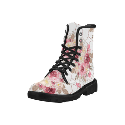 Cute Rose Bouquet Boots, Pink Flower Martin Boots for Women