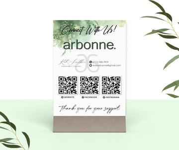 Green Leaves Arbonne Social Sign Card, Personalized Arbonne Business Cards AB138