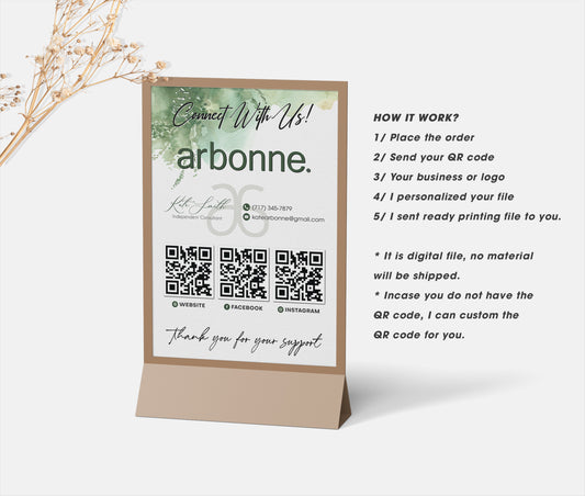 Green Leaves Arbonne Social Sign Card, Personalized Arbonne Business Cards AB138