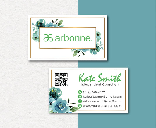 Luxury Personalized Arbonne Business Cards, QR Code Arbonne Business Card AB07