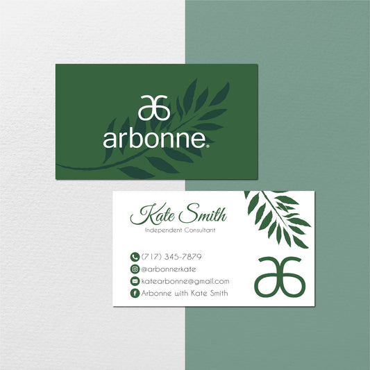 Natural Leaves Arbonne Business Card, Personalized Arbonne Business Cards AB116