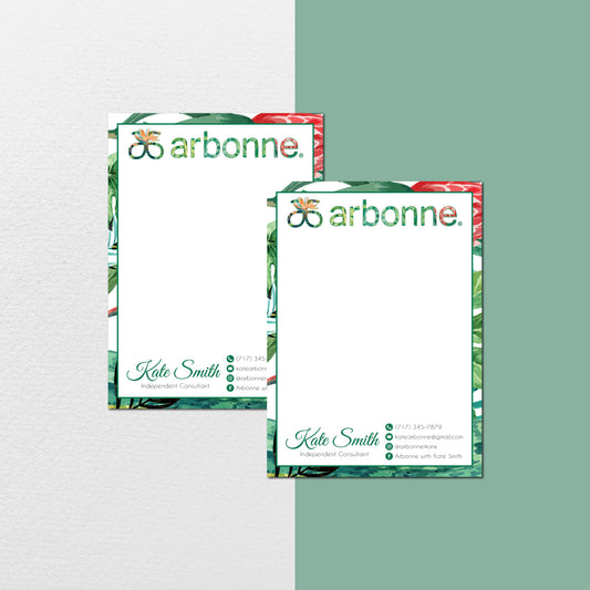 Tropical Leaf And Flowers Arbonne Note Card, Personalized Arbonne Business Cards AB121