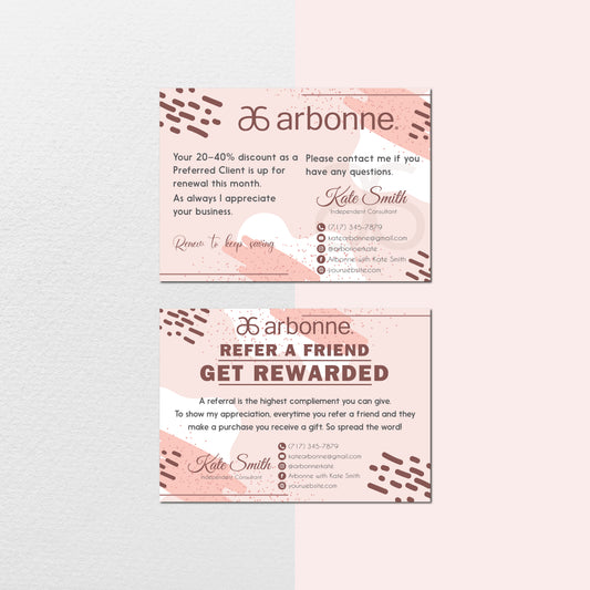 Abstract Minimal Geometric Pattern Arbonne Referal Card, Personalized Arbonne Business Cards AB124