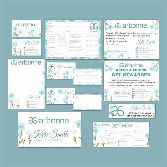 Hand Drawn Dandelion Flower Arbonne Marketing Bundle, Personalized Arbonne Cards, Arbonne Business Card AB125
