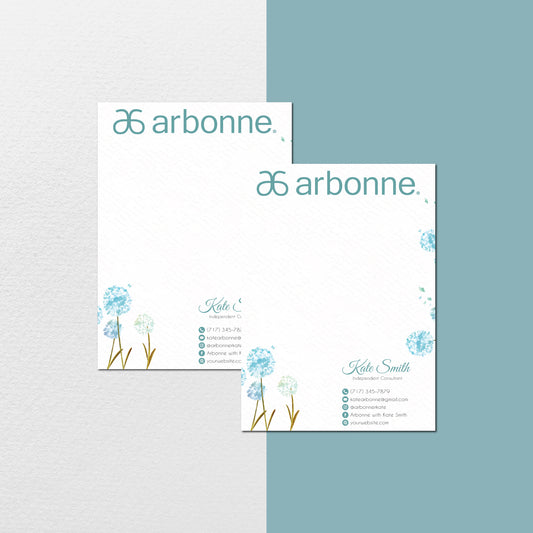 Hand Drawn Dandelion Flower Arbonne Note Card, Personalized Arbonne Business Cards AB125