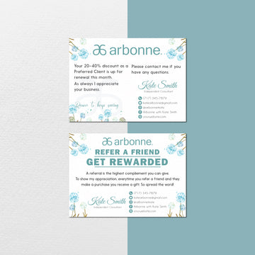 Hand Drawn Dandelion Flower Arbonne Referal Card, Personalized Arbonne Business Cards AB125