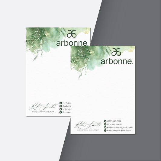 Green Leaves Arbonne Note Card, Personalized Arbonne Business Cards AB138