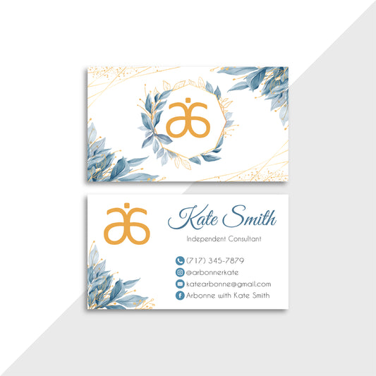 Blue Floral Luxury Arbonne Business Card, Personalized Arbonne Business Cards AB139