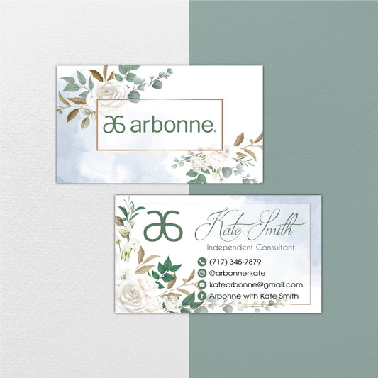 Green Leaves Arbonne Business Card, Personalized Arbonne Business Cards AB141