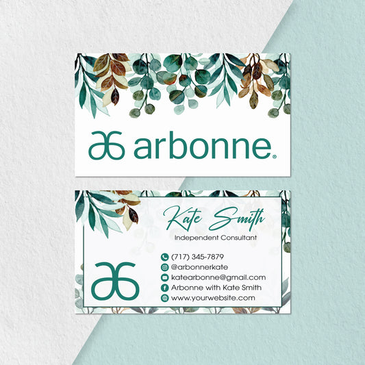 Green Leaves Arbonne Business Card, Personalized Arbonne Business Cards AB146