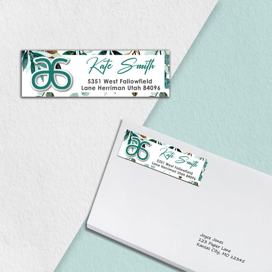 Watercolor Leaves Arbonne Address Label Card, Personalized Arbonne Business Cards AB146