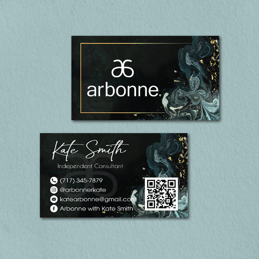 Luxury Black Arbonne Business Card QR Code, Personalized Arbonne Business Card QR Code AB158