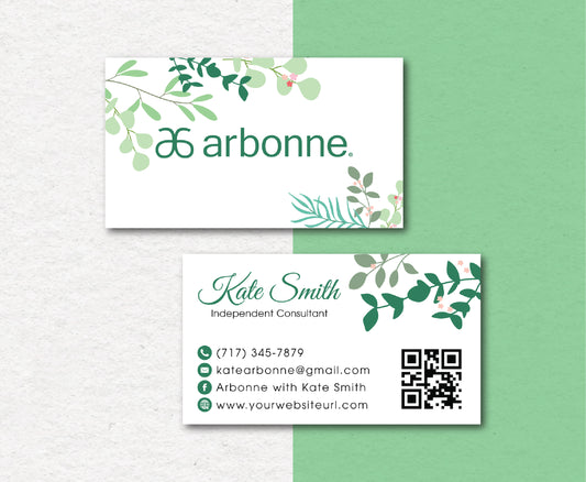 Personalized Arbonne QR Code Business Cards, Leave Arbonne Business Card AB15