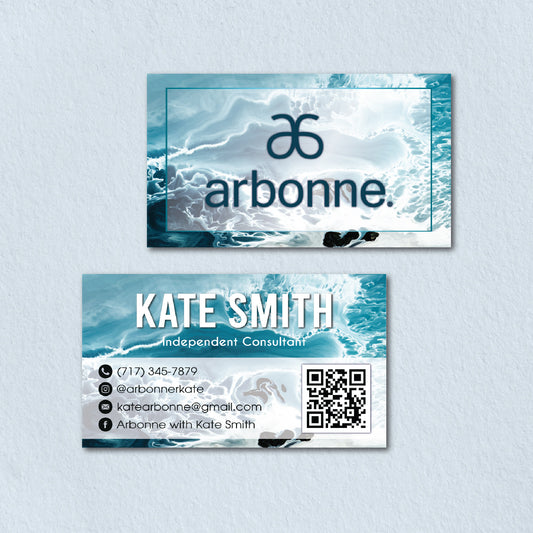 Wave Blue Arbonne Business Card QR Code, Personalized Arbonne Business Card QR Code AB161