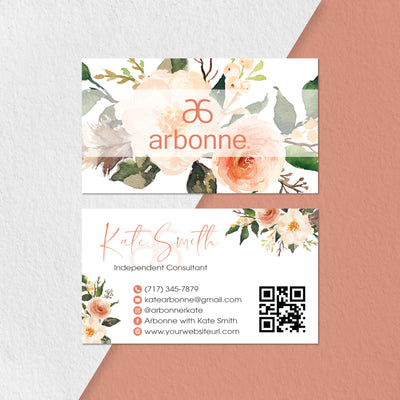 Orange Flowers Arbonne Marketing Bundle, Personalized Arbonne Cards, Arbonne Business Card AB169