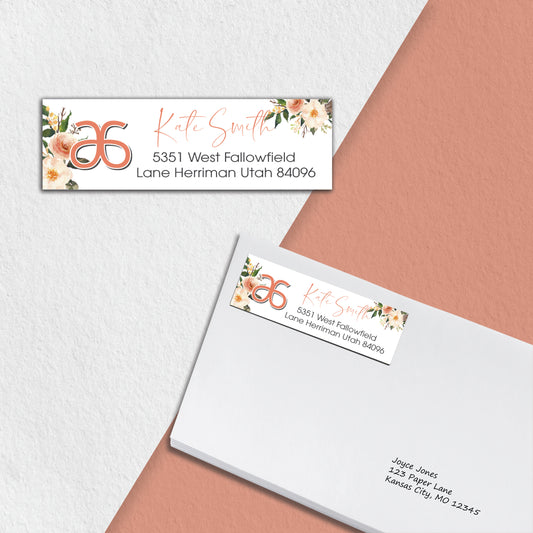 Orange Flowers Arbonne Address Label, Personalized Arbonne Business Cards AB169