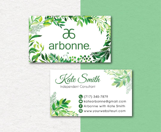 Personalized Arbonne Business Cards, Tropical Leaves Arbonne Business Card AB20
