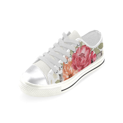 Sweet Rose Shoes, Watercolor Flowers Women's Classic Canvas Shoes