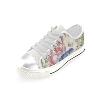 Spring Flowers Shoes, Watercolor Art Women's Classic Canvas Shoes