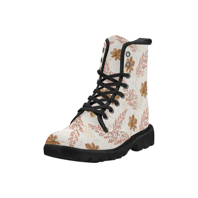 Fall Floral Boots, Bloomy Leaves Martin Boots for Women