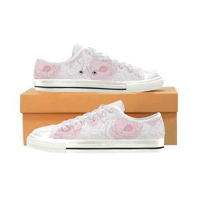 Peonies Shoes, Hand Drawn Women's Classic Canvas Shoes