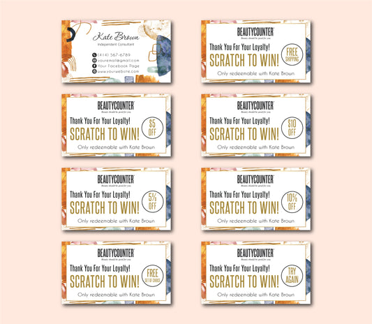 Beautycounter Scratch To Win, Personalized Beautycounter Business Cards BC11