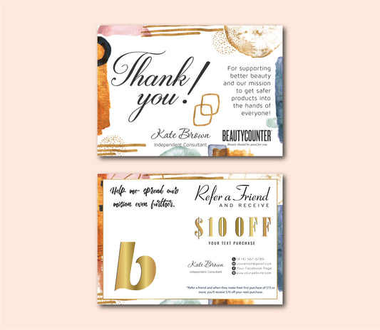 Beautycounter Referal - Thanks Card, Personalized Beautycounter Business Cards BC11