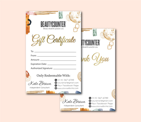 Beautycounter Thanks And Gift Card, Personalized Beautycounter Business Cards BC11