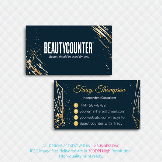 Dark Blue Luxury Beautycounter Business Card, Personalized Beautycounter Business Cards BC26