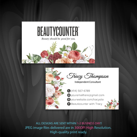Flowers Colorful Luxury Beautycounter Business Card, Personalized Beautycounter Business Cards BC28
