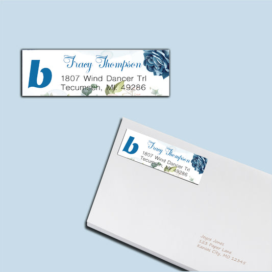 Blue Flowerful Beautycounter Address Label Cards, Personalized Beautycounter Business Cards BC34