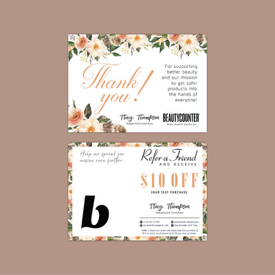 Watercolor Flowers BeautyCounter Marketing Bundle, Personalized BeautyCounter Business Cards BC21