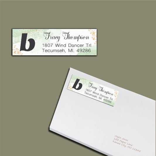 Green Watercolor And Gold Tree Beautycounter Address Label Cards, Personalized Beautycounter Business Cards BC40