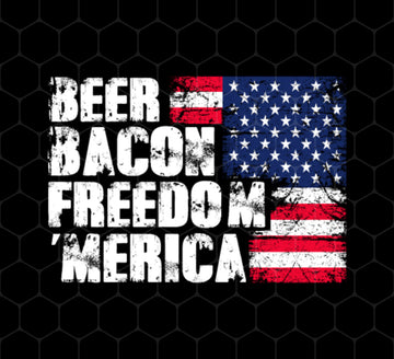 Beer Gift, Bacon Lover, Freedom Gift, American Flag, Love Bacon Gift, Png Printable, Digital File