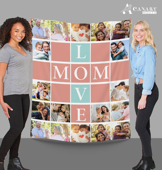 Mothers Day Gift, Personalized Custom Picture Love Mom Blanket - Gift For Mother Day BL04